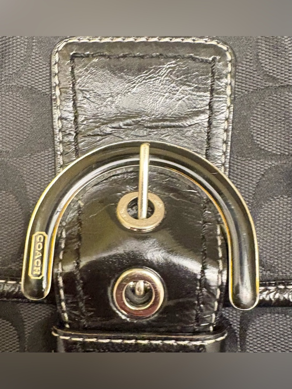 Coach Y2K Signature Flap Hobo/Shoulder Bag. F17093. Black/Silver-Tone Hardware. - Picture 7 of 10